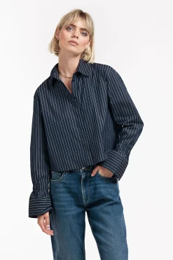 Fildeli poplin stripe blouse -|Studio Anneloes Sale