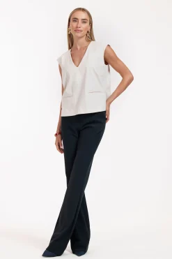 Flair LONG bonded rib trousers -|Studio Anneloes New