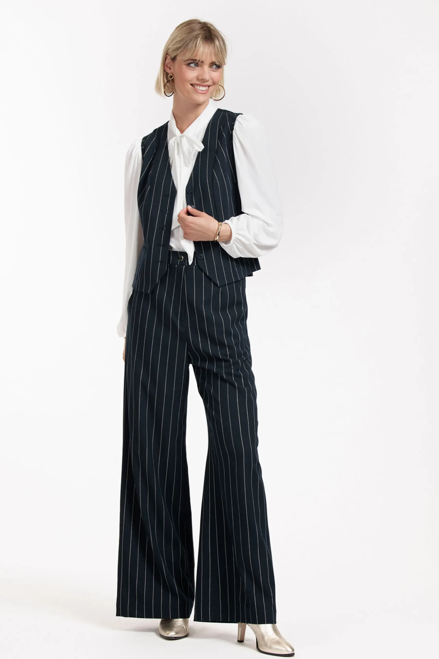 Holly gold pinstripe trousers -|Studio Anneloes Hot