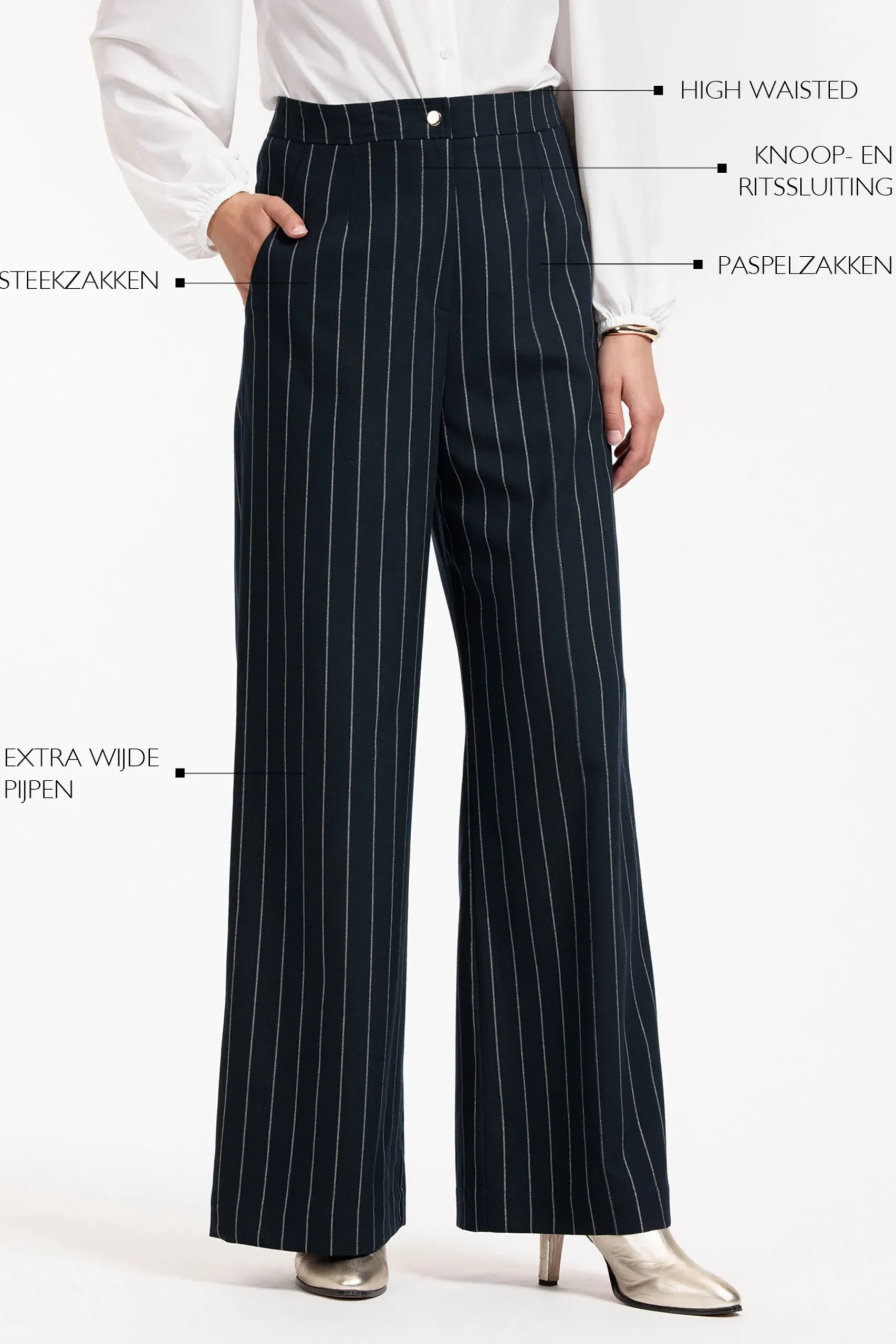 Holly gold pinstripe trousers -|Studio Anneloes Hot