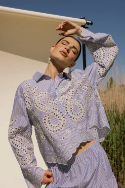 Midge border embroidery blouse -|Studio Anneloes Sale