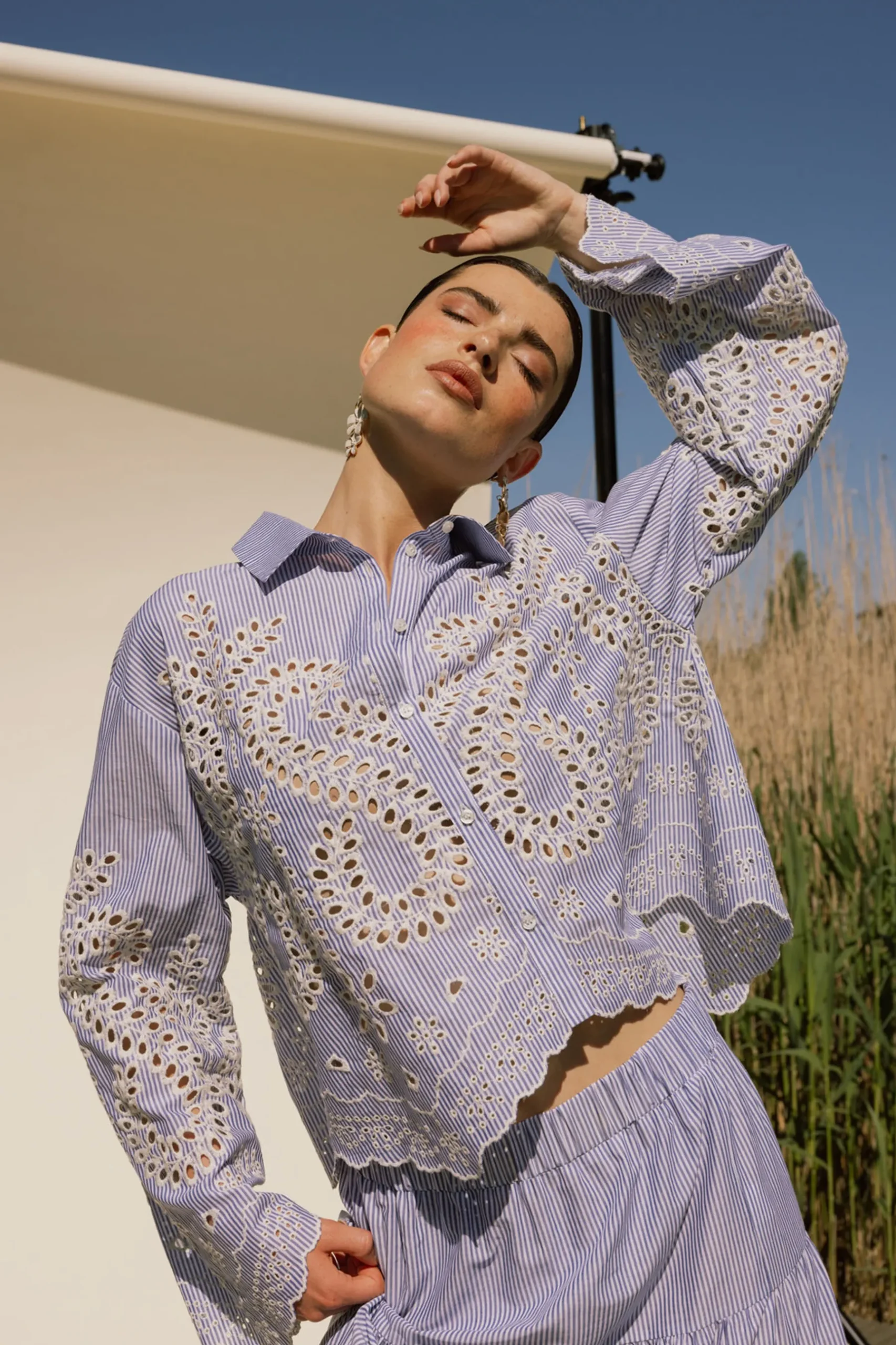 Midge border embroidery blouse -|Studio Anneloes Sale