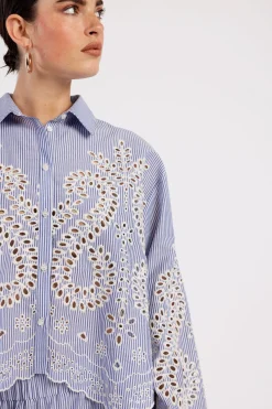 Midge border embroidery blouse -|Studio Anneloes Sale