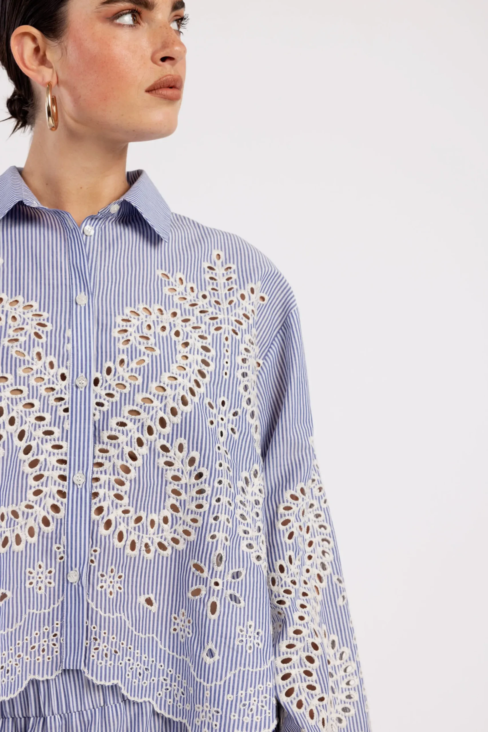 Midge border embroidery blouse -|Studio Anneloes Sale