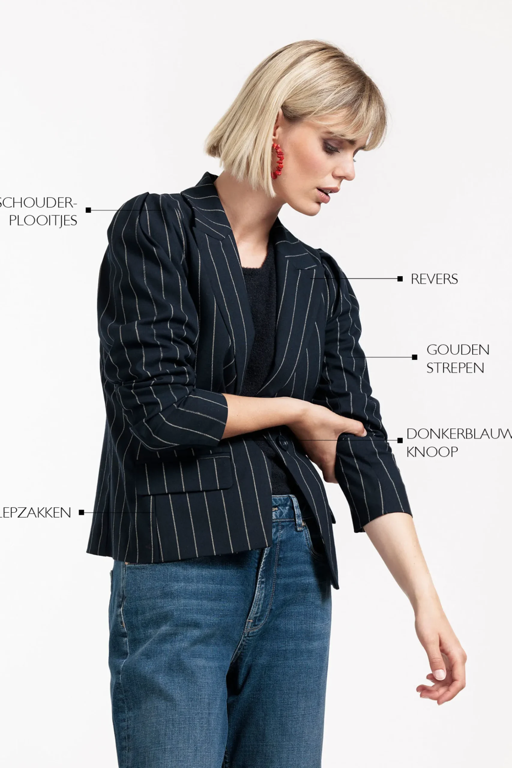 Mirelle gold pinstripe blazer -|Studio Anneloes Best