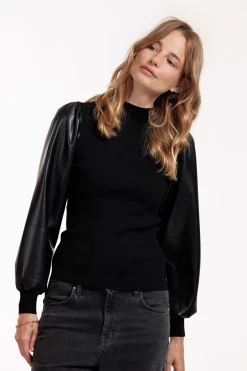 Noortje faux leather pullover -|Studio Anneloes Sale